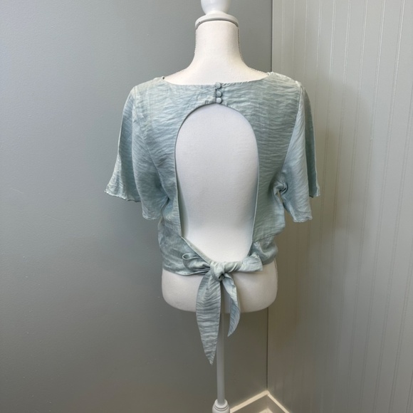 Free People Mint Green Open back cropped blouse Size XL - Picture 2 of 10